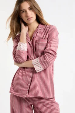 Chemise de pyjama rayée en coton à motifs mocktail