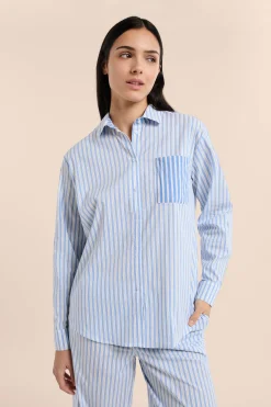Chemise de pyjama à rayures avec coton