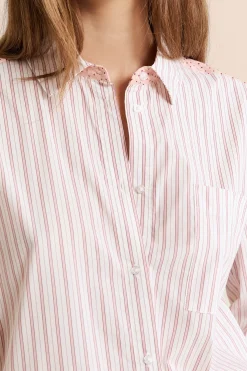 Chemise de pyjama à rayures avec coton