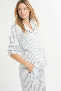 Chemise de pyjama à rayures en satin