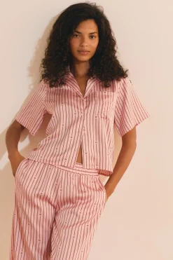 Chemise de pyjama à rayures satinée