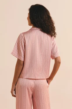 Chemise de pyjama à rayures satinée