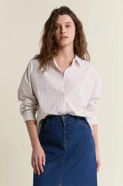 Chemise en coton rayée boutonnée dos