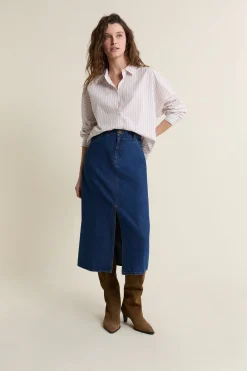 Chemise en coton rayée boutonnée dos