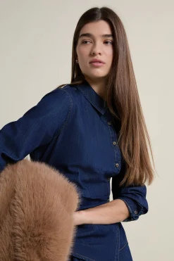 Chemise en jean style cache-coeur