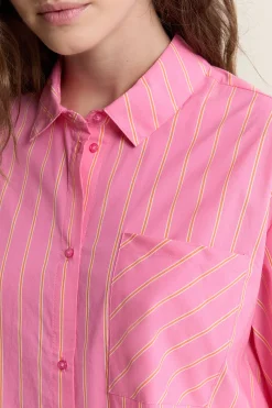 Chemise manches courtes de pyjama à rayures avec coton