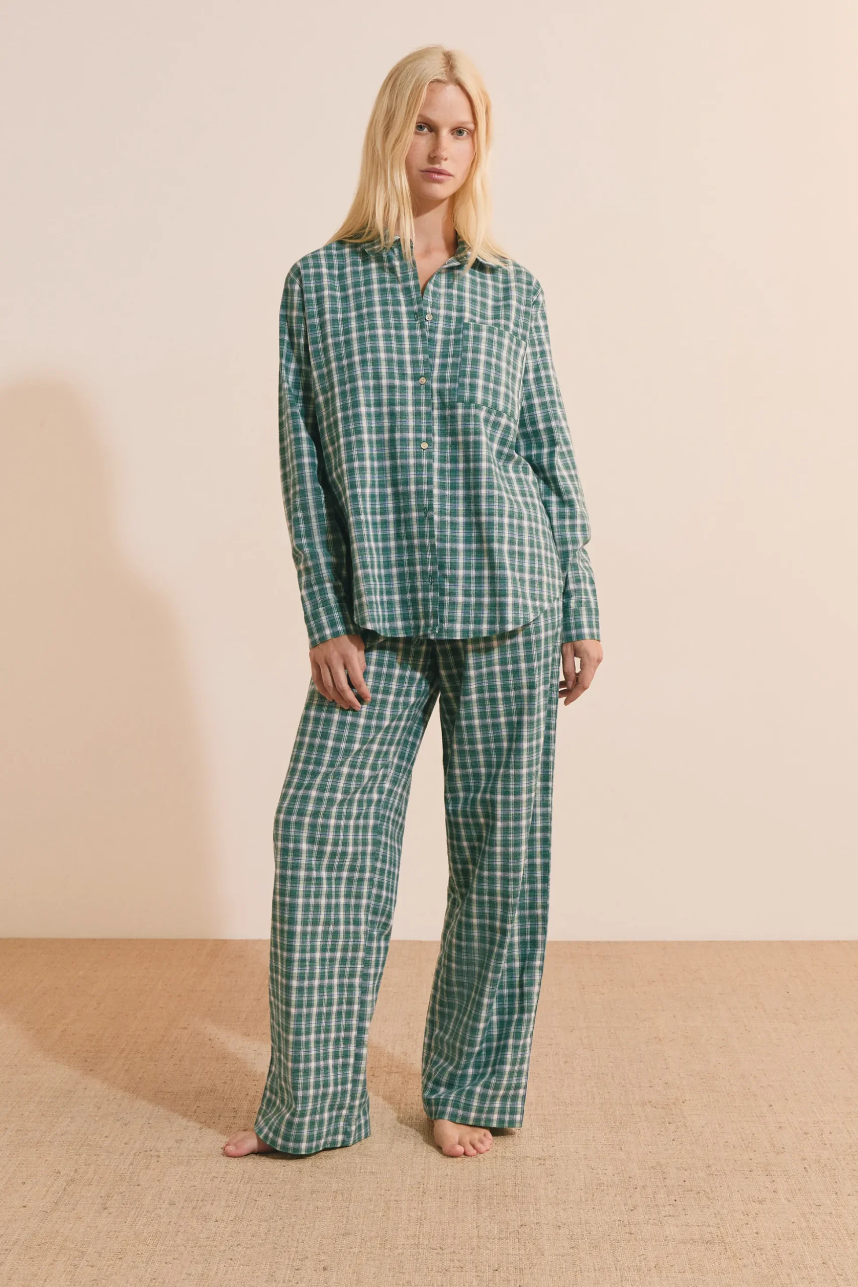 Chemise manches longues à carreaux en coton