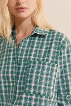 Chemise manches longues à carreaux en coton