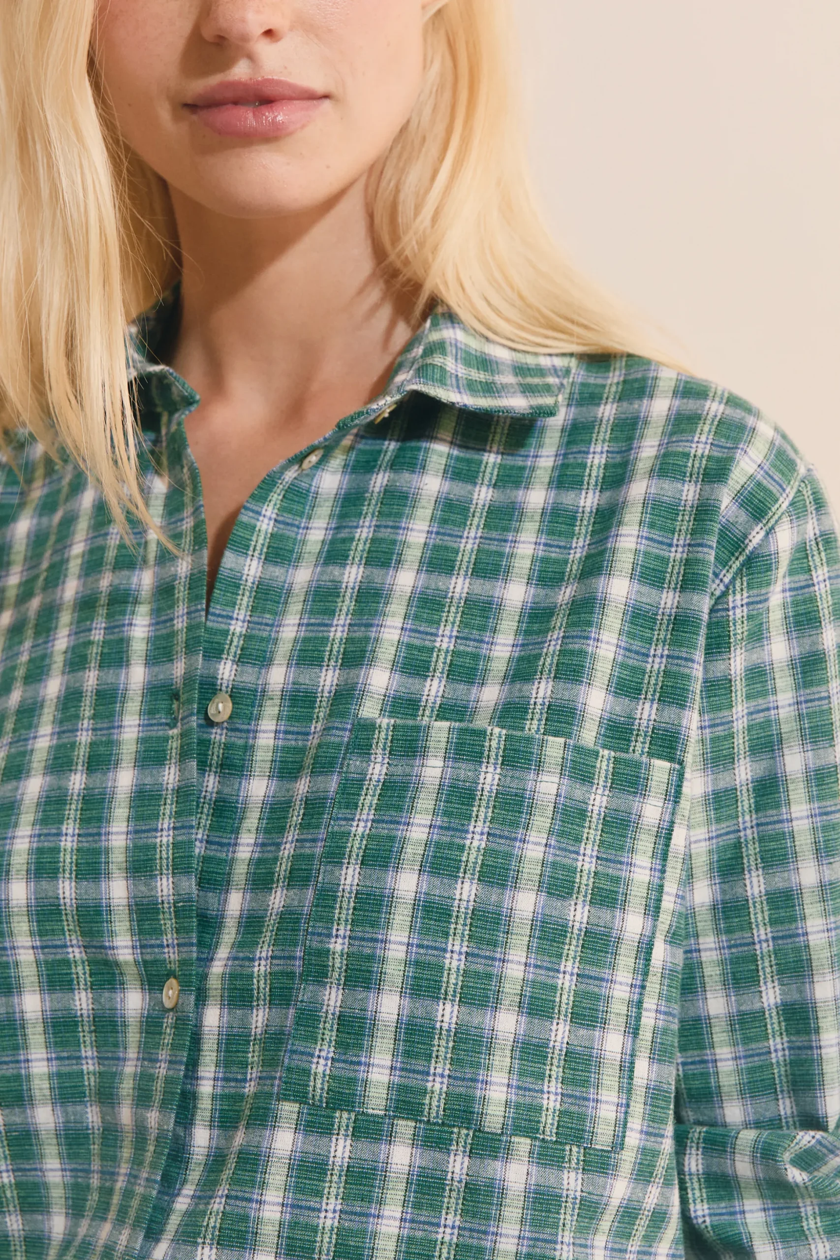 Chemise manches longues à carreaux en coton