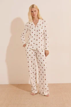 Chemise à motifs chiens en coton