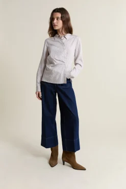 Chemise à rayures style cache-coeur