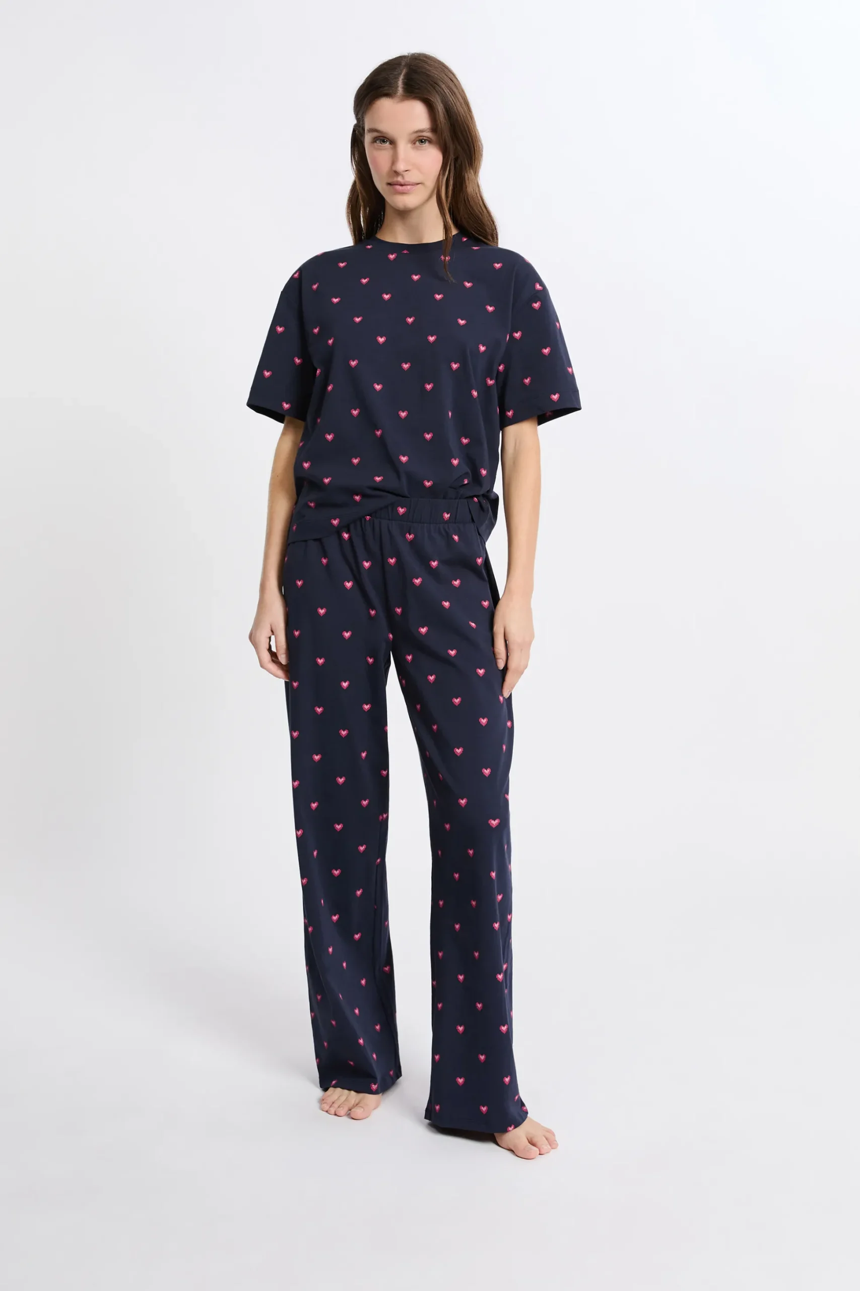 Coffret pyjama 2 pièces à motifs coeurs en coton