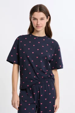 Coffret pyjama 2 pièces à motifs coeurs en coton