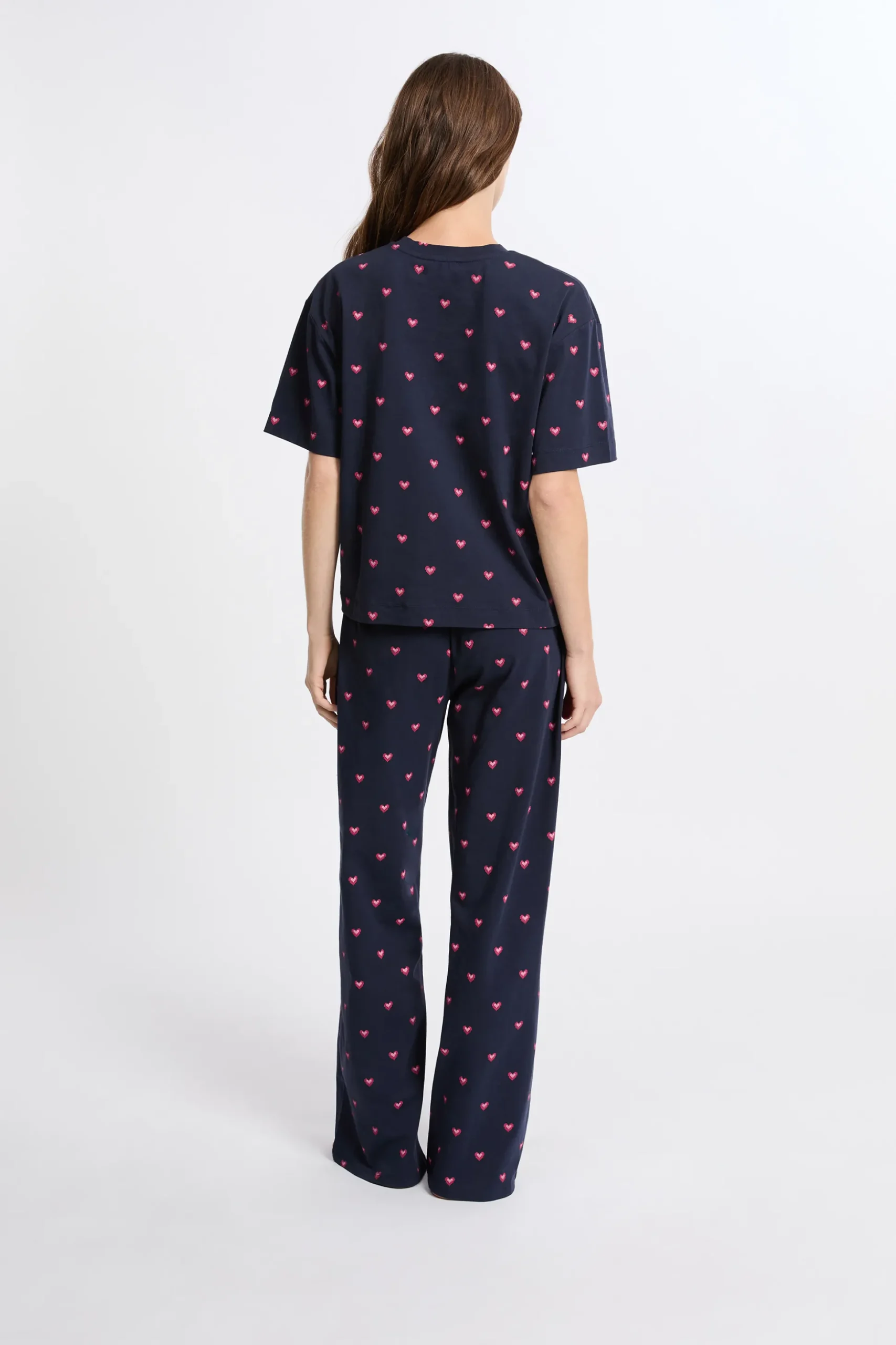 Coffret pyjama 2 pièces à motifs coeurs en coton