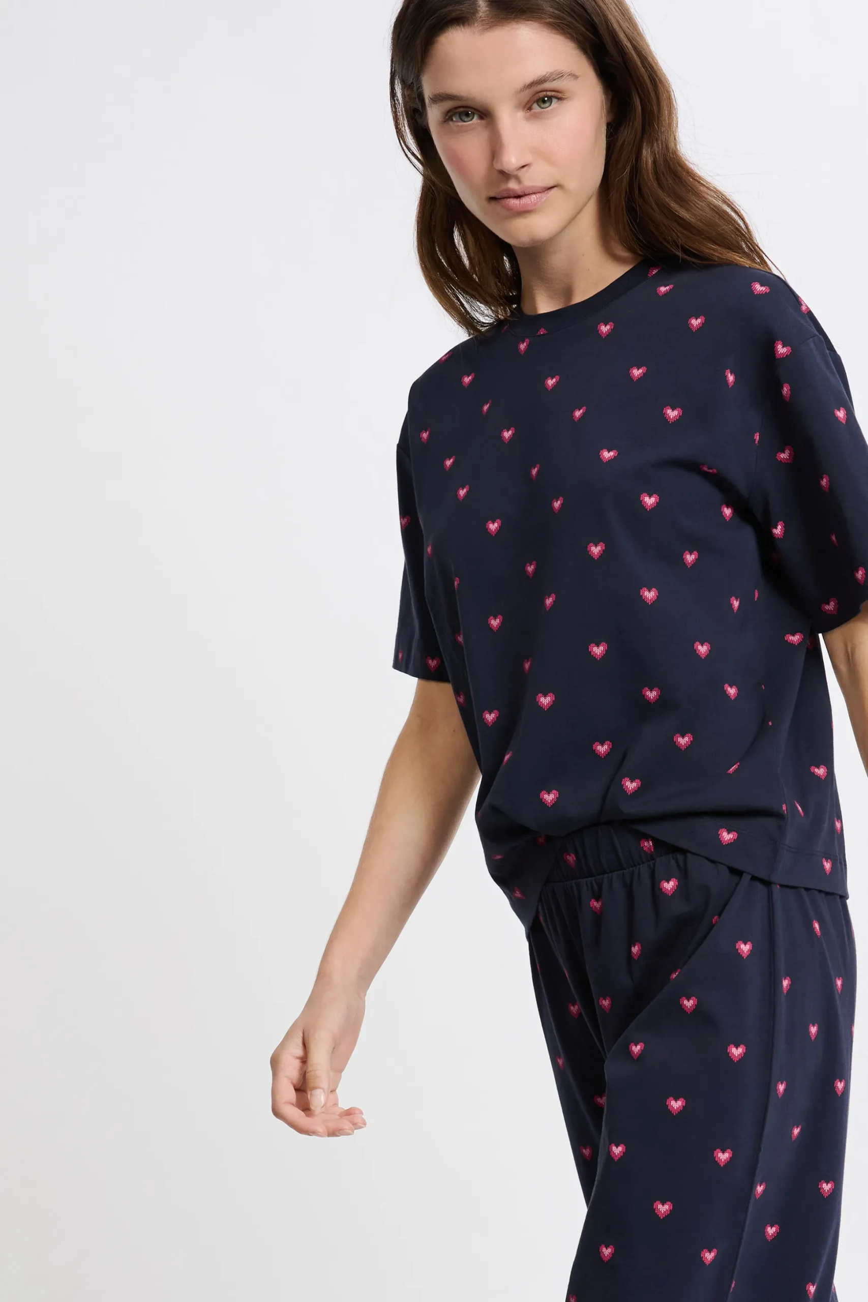 Coffret pyjama 2 pièces à motifs coeurs en coton