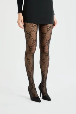 Collant transparent à motifs - résille