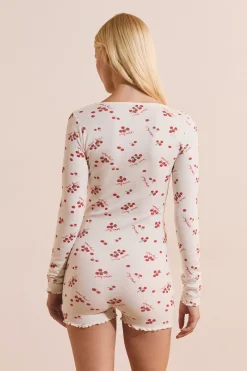 Combishort de pyjama en coton à motifs tomates
