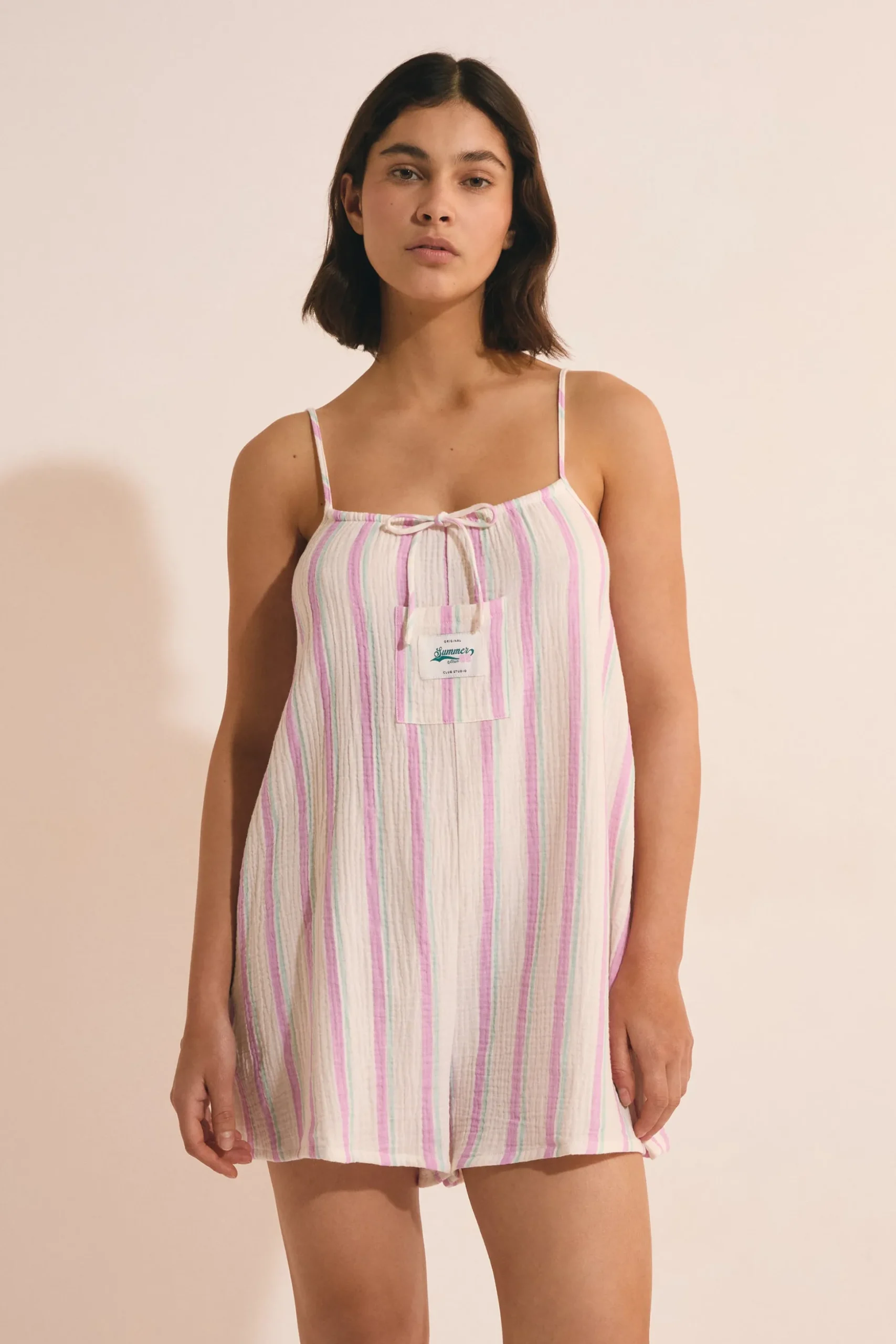 Combishort en gaze de coton