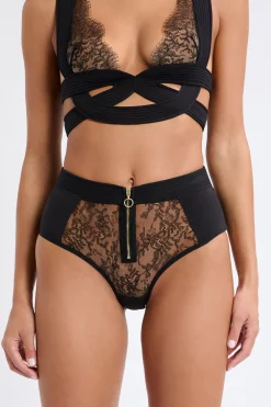 Culotte taille haute en dentelle