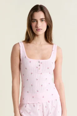 Débardeur à motifs en coton en pointelle