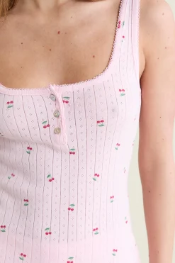 Débardeur à motifs en coton en pointelle