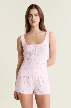 Débardeur à motifs en coton en pointelle