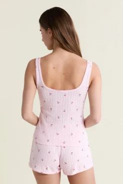 Débardeur à motifs en coton en pointelle