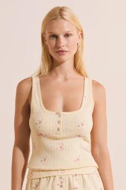 Débardeur à motifs en coton pointelle