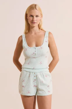 Débardeur à motifs en coton pointelle