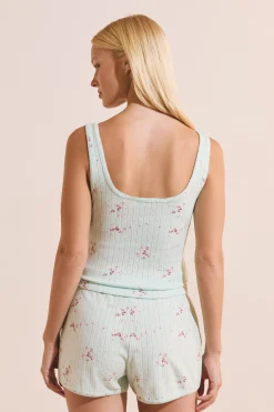 Débardeur à motifs en coton pointelle