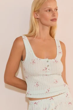 Débardeur à motifs en coton pointelle