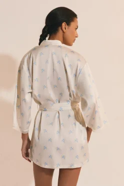 Déshabillé de pyjama satiné à motifs fleuris