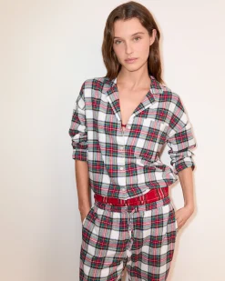 Ensemble de pyjama 2 pièces à carreaux en coton flanelle