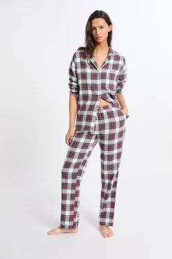 Ensemble de pyjama 2 pièces à carreaux en coton flanelle