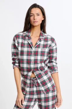 Ensemble de pyjama 2 pièces à carreaux en coton flanelle