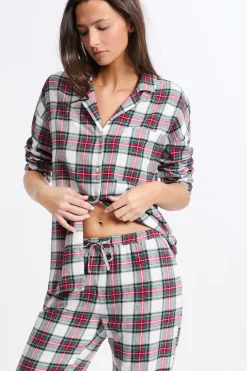 Ensemble de pyjama 2 pièces à carreaux en coton flanelle