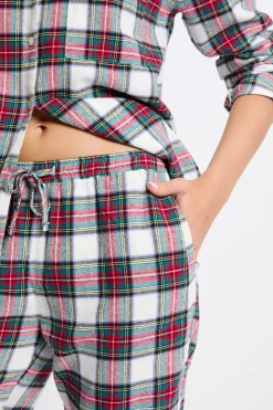 Ensemble de pyjama 2 pièces à carreaux en coton flanelle