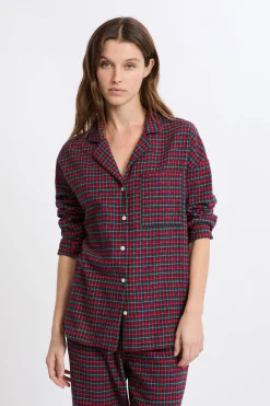 Ensemble de pyjama 2 pièces à carreaux en coton flanelle