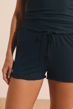 Ensemble de pyjama 2 pièces côtelé avec détails en dentelle