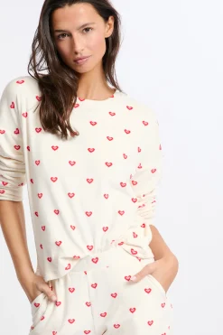 Ensemble de pyjama 2 pièces à motifs coeurs en velours
