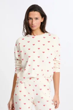Ensemble de pyjama 2 pièces à motifs coeurs en velours