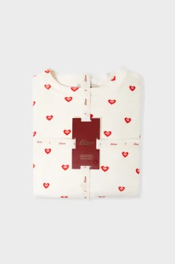 Ensemble de pyjama 2 pièces à motifs coeurs en velours