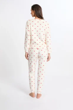 Ensemble de pyjama 2 pièces à motifs coeurs en velours