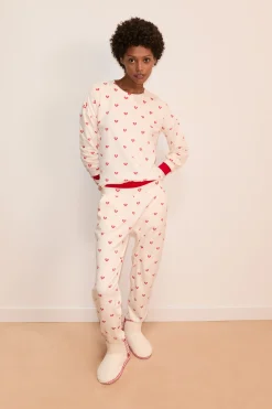 Ensemble de pyjama 2 pièces à motifs coeurs en velours