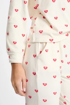 Ensemble de pyjama 2 pièces à motifs coeurs en velours