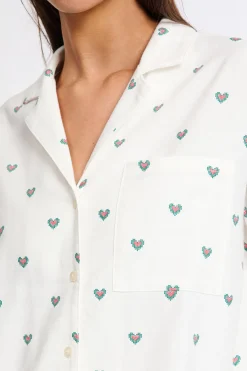 Ensemble de pyjama 2 pièces à motif coeur en coton flanelle