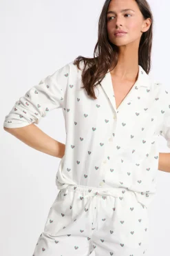 Ensemble de pyjama 2 pièces à motif coeur en coton flanelle