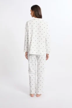 Ensemble de pyjama 2 pièces à motif coeur en coton flanelle