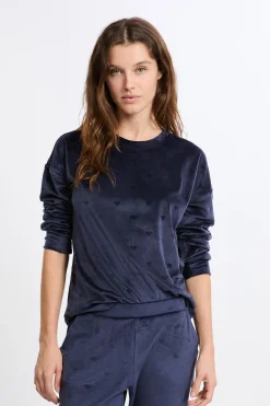 Ensemble de pyjama 2 pièces à motifs coeurs en velours