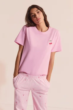 Ensemble de pyjama 2 pièces vichy à motif cerise